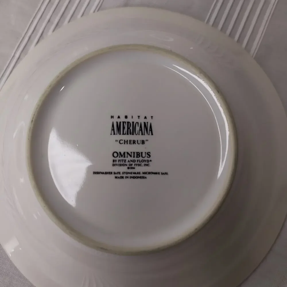 Fitz and Floyd Habitat American Cherub Set of 5 Soup Cereal Bowls 7 3/8